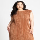 Plisse Short Sleeve Midi Dress image number null