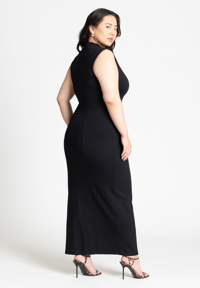 Mock Neck Stich Detail Dress image number 1