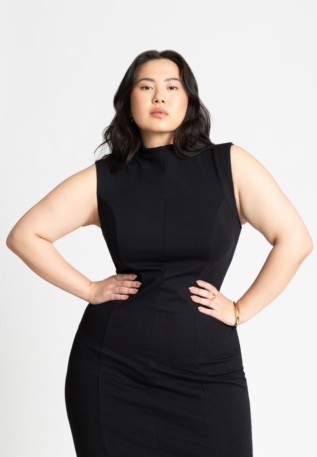 Mock Neck Stich Detail Dress image number 2