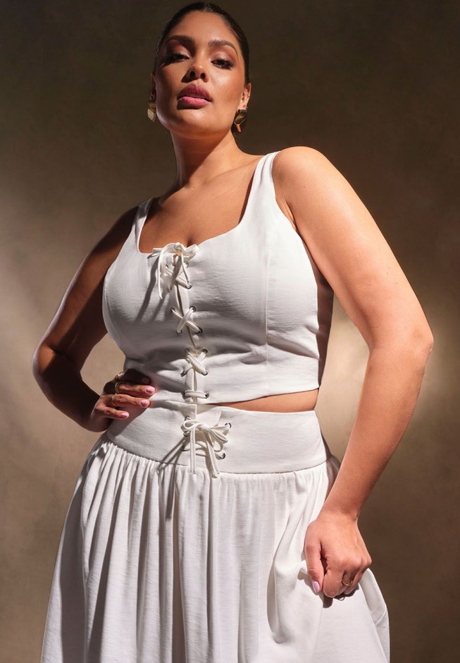 Lace Up Cropped Tank image number null