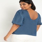 Denim Puff Sleeve Top image number null