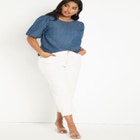 Denim Puff Sleeve Top image number null