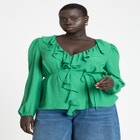 Ruffle Detail V Neck Blouse image number null