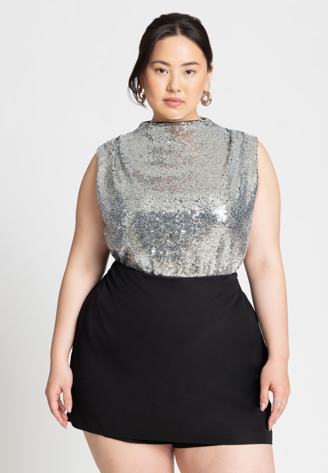 Shoulder Shirred Mockneck Top image number 1