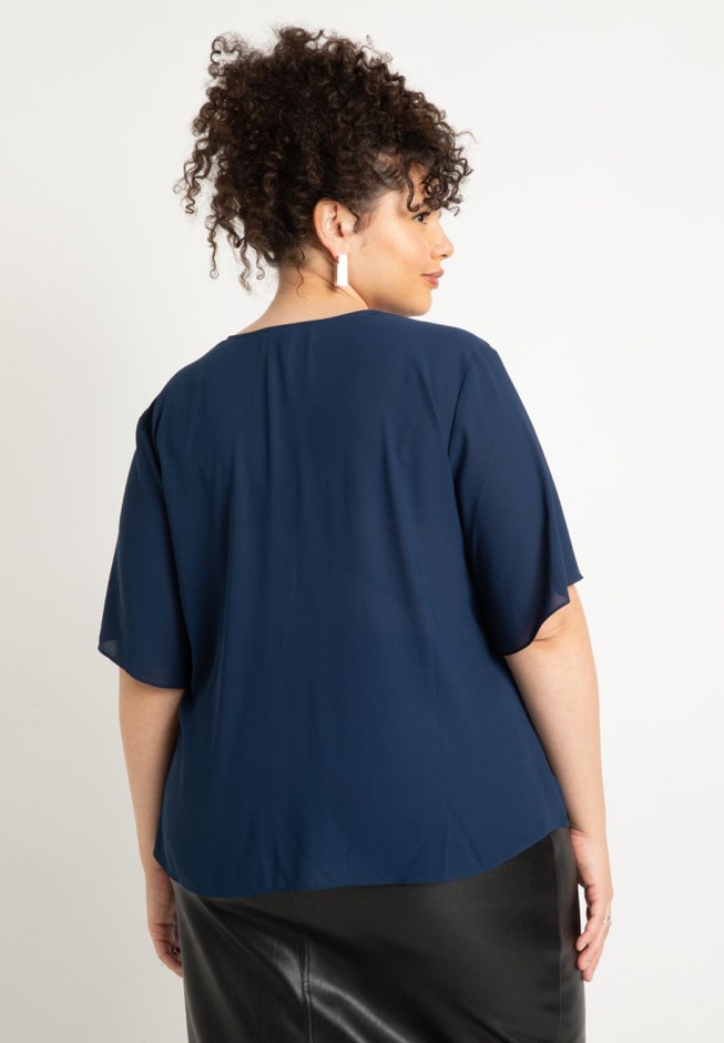 Draped Cowl Top - Easy Fit, Pull On Style, Cream | ELOQUII