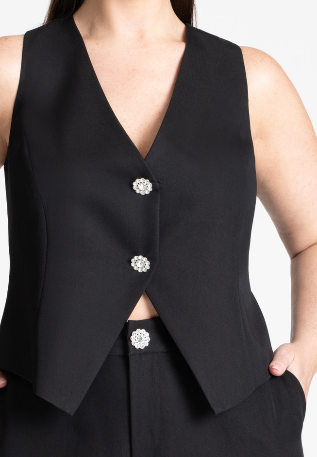 Crystal Button Fitted Vest image number 3