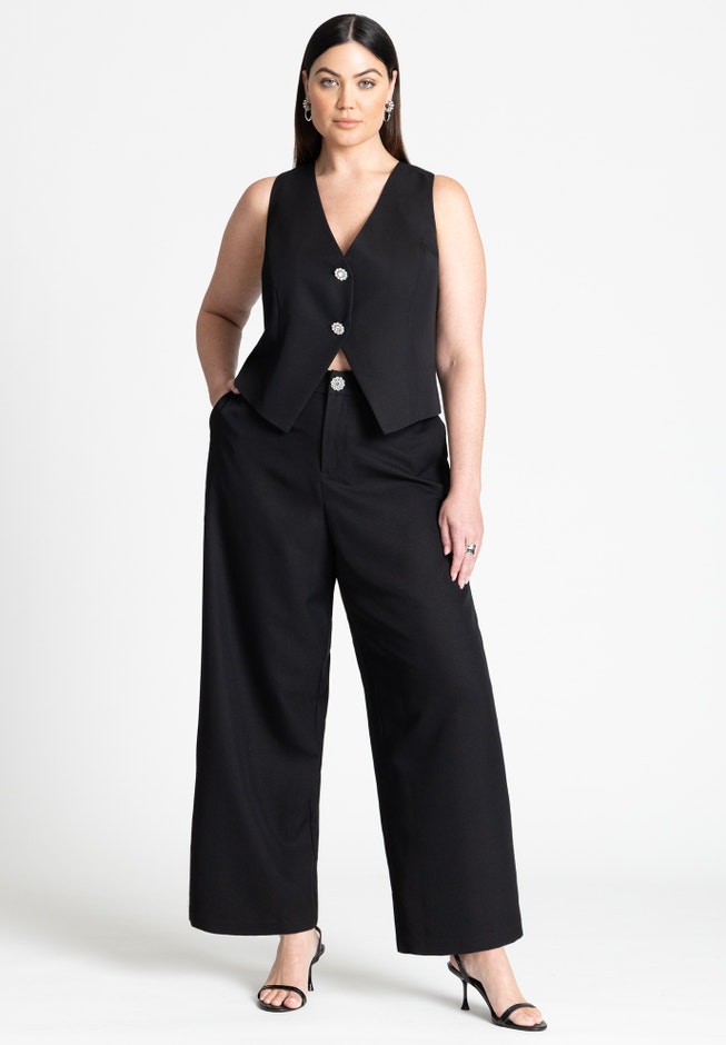 Crystal Button Fitted Vest image number 4