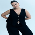 Crystal Button Fitted Vest image number null