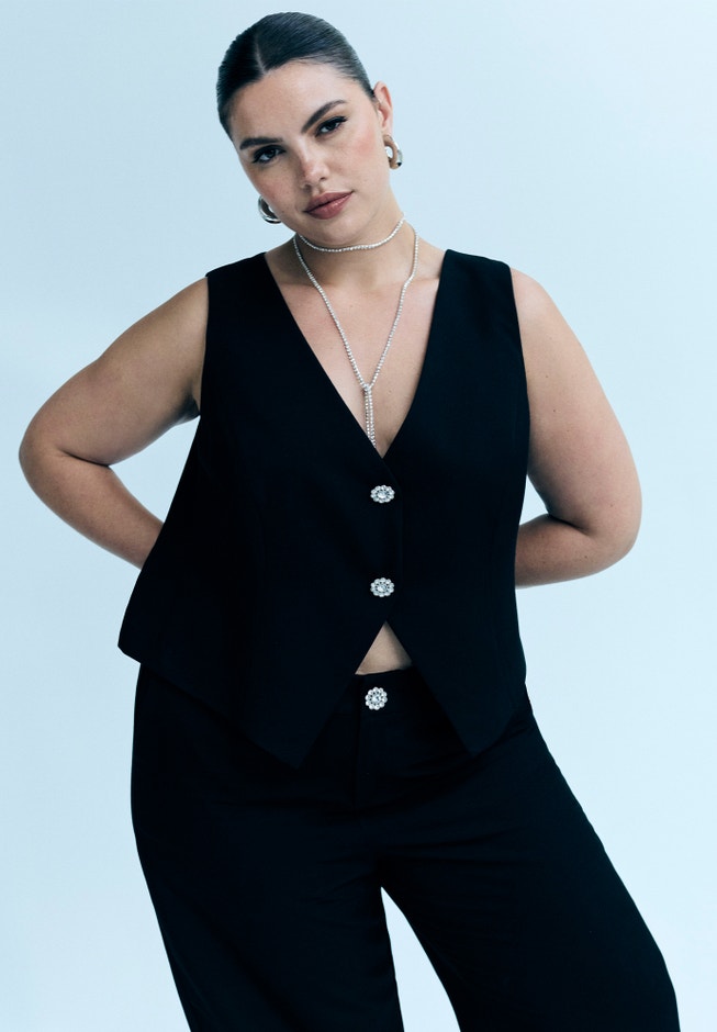 Crystal Button Fitted Vest image number 0