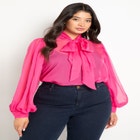 Chiffon Bow Blouse image number null