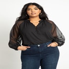 Sheer Raglan Sleeve Blouse image number null