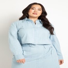 Chambray Cropped Button Down image number null