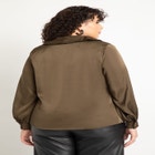 Collared Cowl Neck Satin Blouse image number null