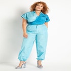 Wrapover Collared Crop Top image number null