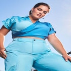 Wrapover Collared Crop Top image number null