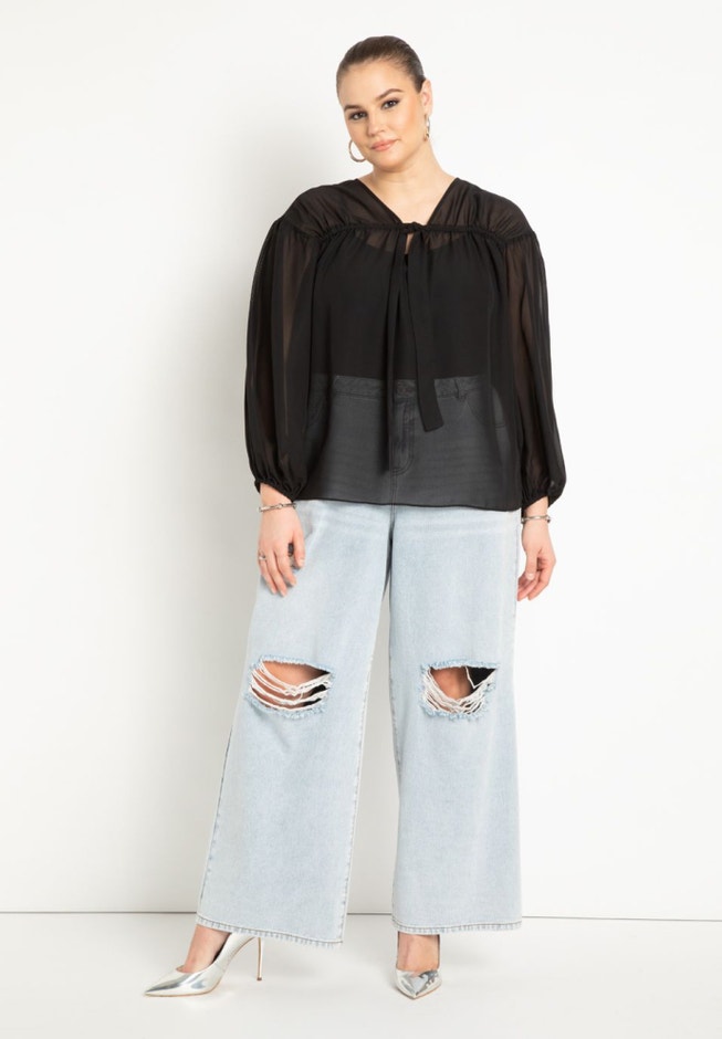 Tunnel Detail Chiffon Blouse image number 3