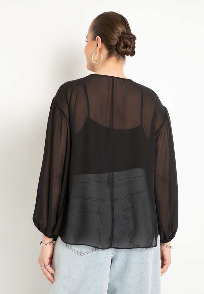 Tunnel Detail Chiffon Blouse image number 1
