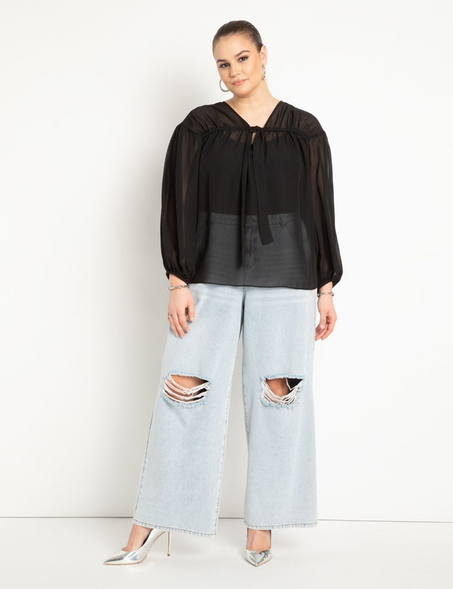 Tunnel Detail Chiffon Blouse image number 2
