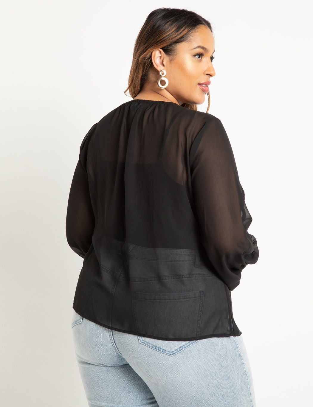 Neckline Detail Chiffon Blouse image number 1