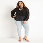 Neckline Detail Chiffon Blouse image number null