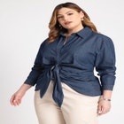 Tie Front Collared Blouse image number null