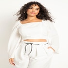 Tie Back Cropped Linen Top image number null