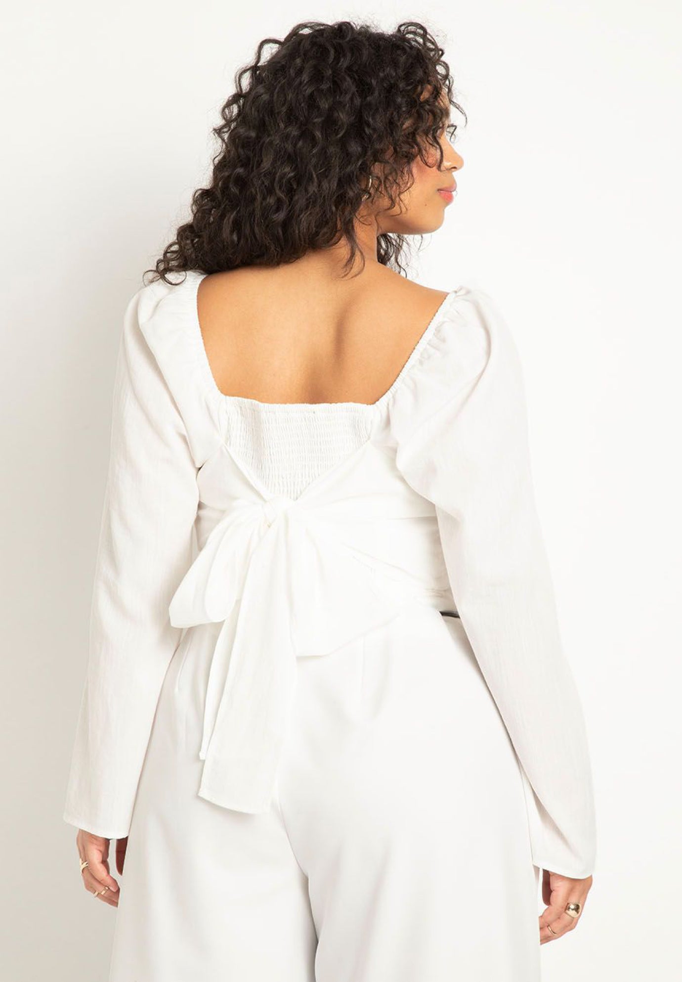 Tie Back Cropped Linen Top image number 2