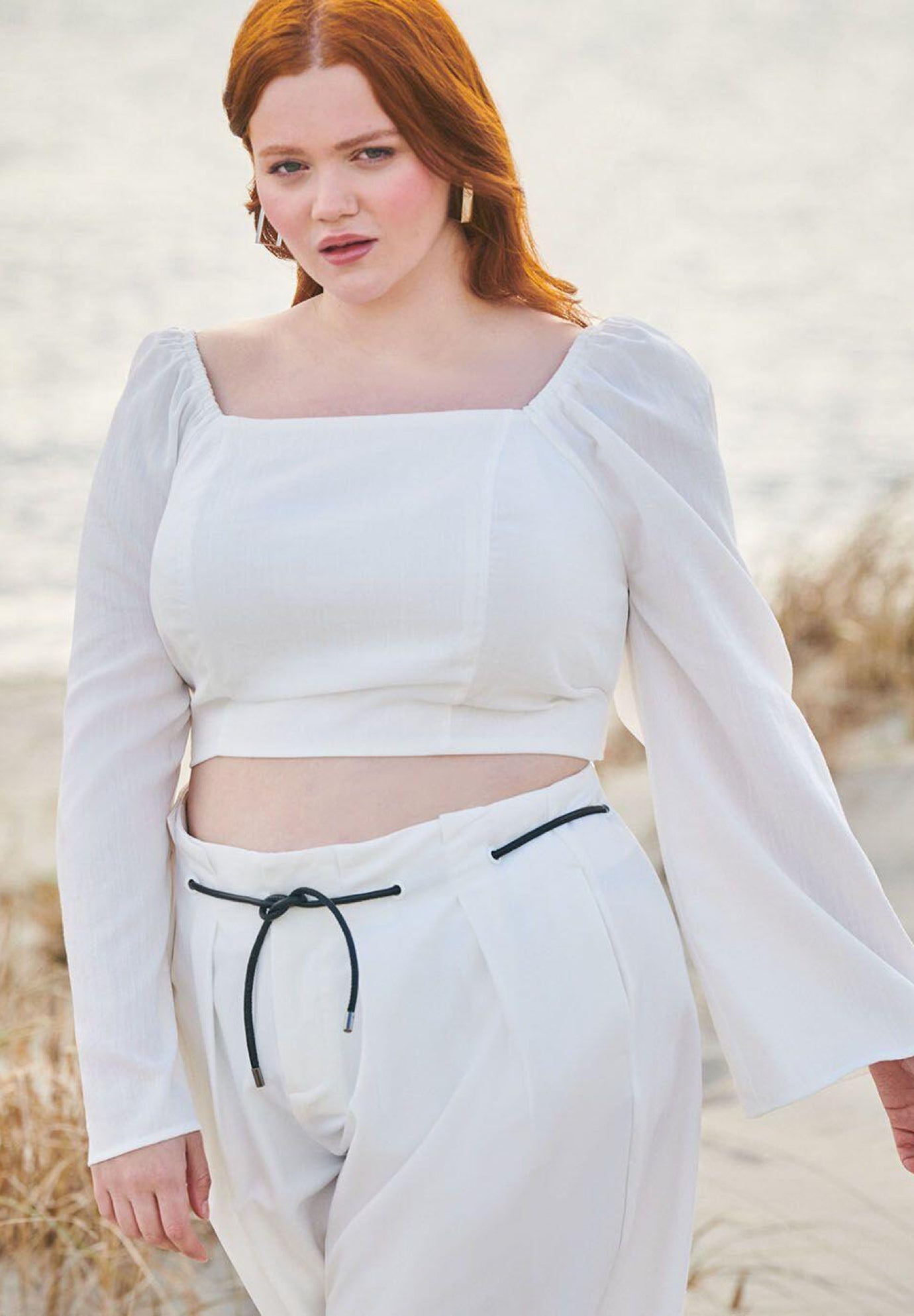 Tie Back Cropped Linen Top image number 0