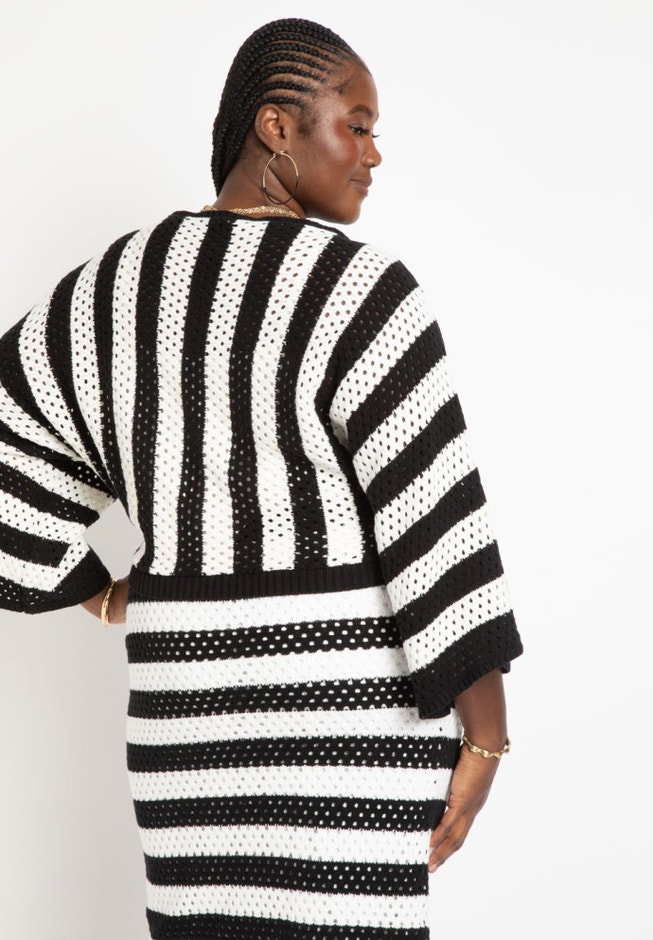 Wide Sleeve Striped Sweater image number null