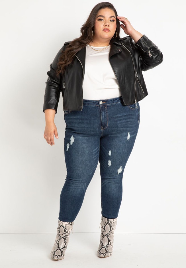 Gena Fit Peach Lift Distressed Skinny Jean image number null