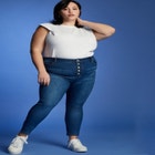 Gena Fit Peach Lift Button Fly Skinny Jean image number null