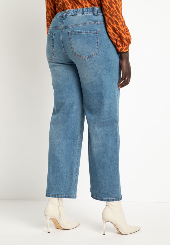 Elastic Waistband Straight Leg Jeans image number 1