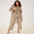 Plus Size Beaded Georgette Scoop Neck 3-Piece Pant Set image number null
