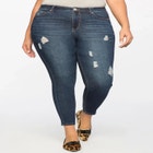 Classic Fit Peach Lift Distressed Skinny Jean image number null
