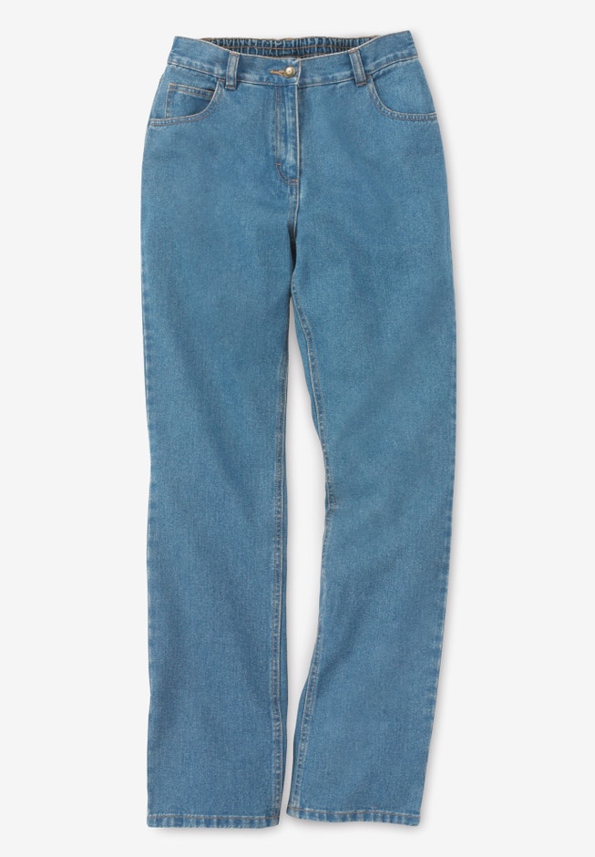 Womens Plus-Size Perfect All-Cotton Back-Elastic Denim Jeans image number 4