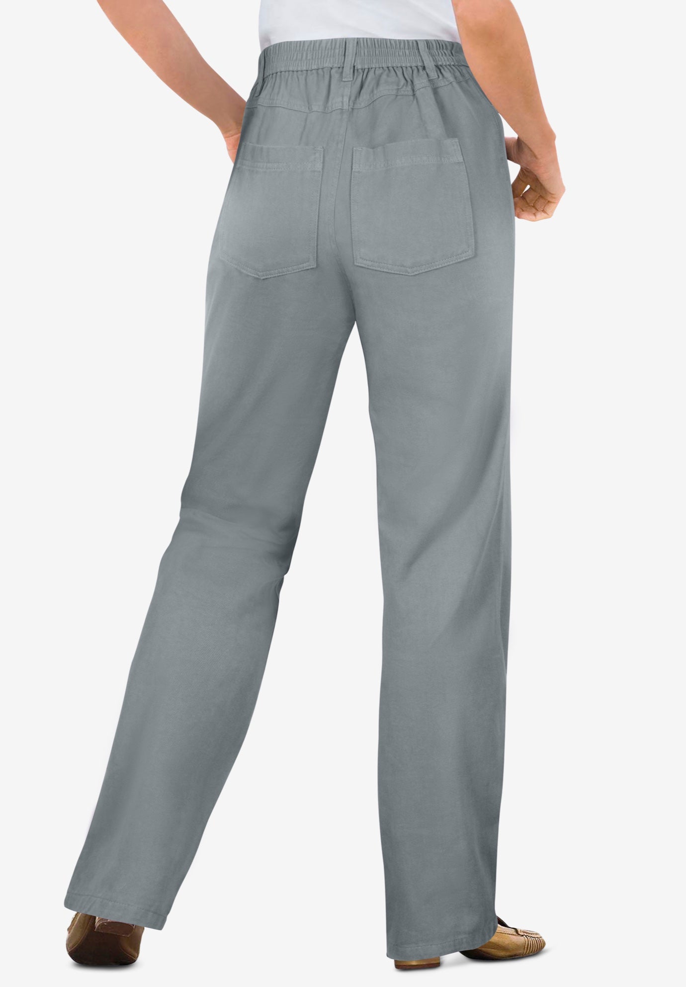 Perfect Back-Elastic Gap-Free Straight-Leg Cotton Jeans image number 1