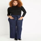 Classic Fit Belted High Rise Wide Leg Jean image number null