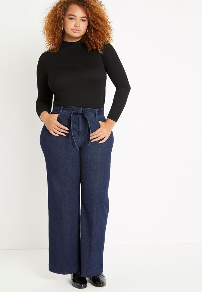 Classic Fit Belted High Rise Wide Leg Jean image number 2