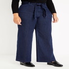 Classic Fit Belted High Rise Wide Leg Jean image number null