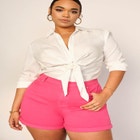 Cuffed Denim Shorts image number null