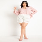 Distressed Split Hem Shorts image number null