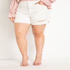 Distressed Split Hem Shorts image number null