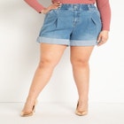 Elastic Waistband Shorts with Pleat Detail image number null