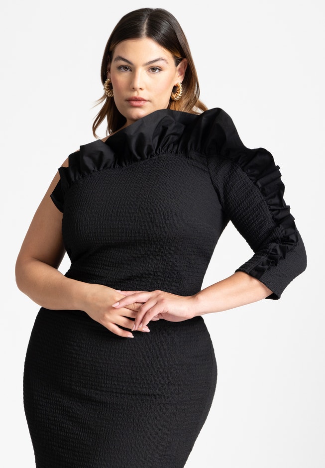 Popcorn Ruffle Column Dress image number null