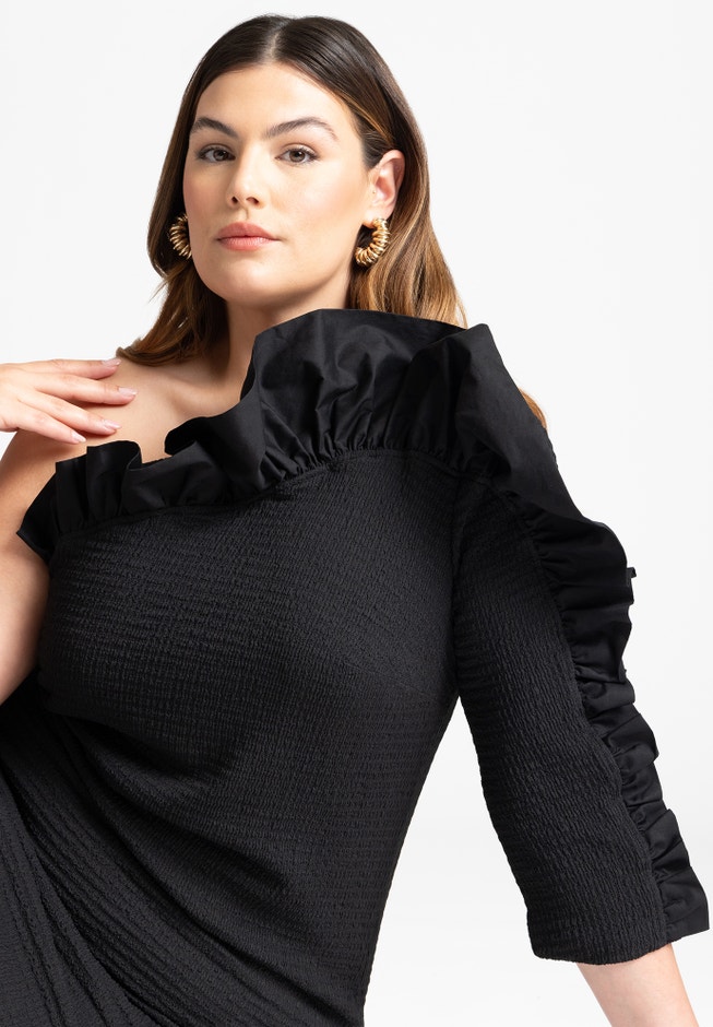 Popcorn Ruffle Column Dress image number null