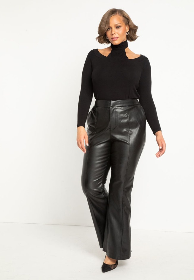 Faux Leather Flare Leg Trouser image number 1