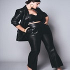 Faux Leather Flare Leg Trouser image number null