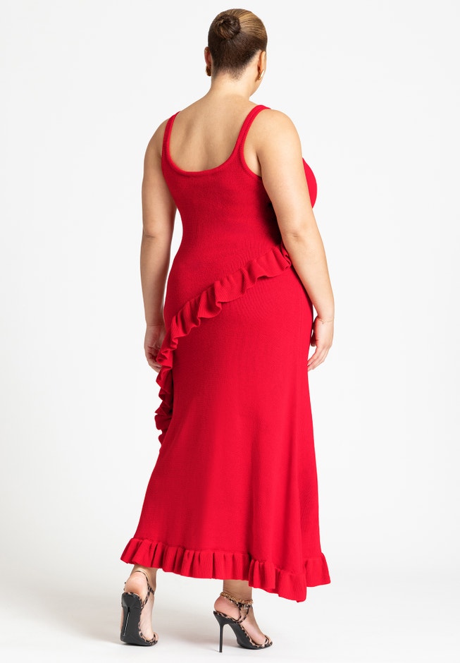 Sweater Ruffle Tank Dress image number null