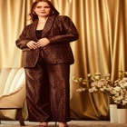 Wide Leg Brocade Pant image number null