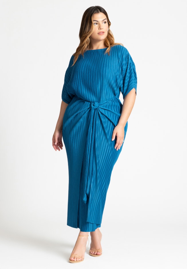 Wrap Dress Women's Clothing Plus Size Relaxed Draped Plisse